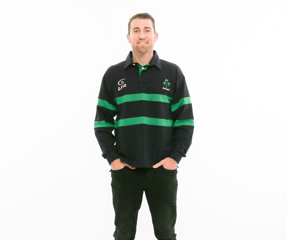 Ireland Shamrock Long Sleeve Striped Rugby Jersey