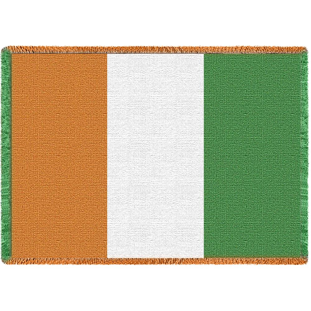 Irish Flag Woven Throw Blanket with Fringes