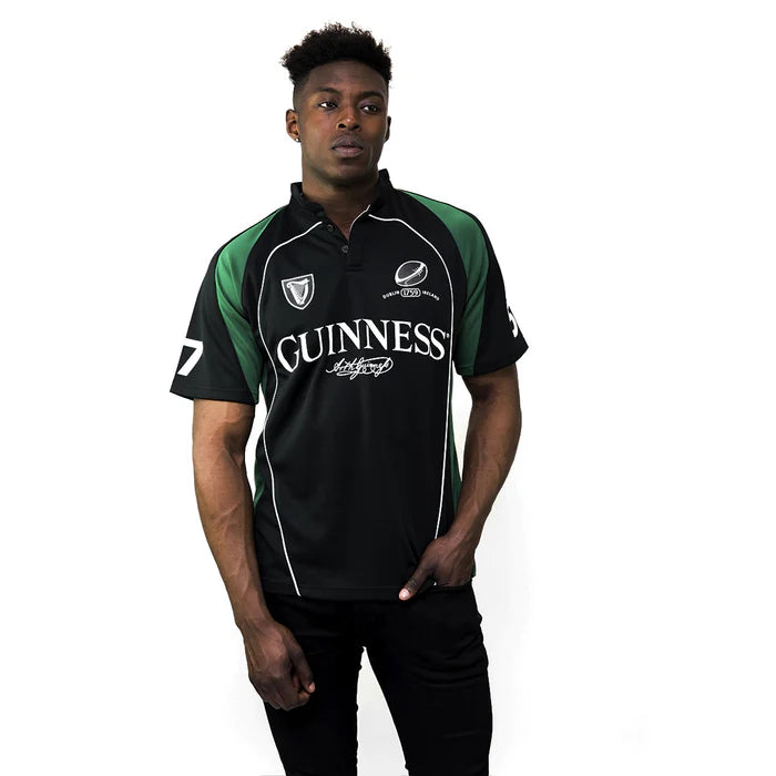 Guinness Black and Green Short Sleeve Performance Rugby Jersey