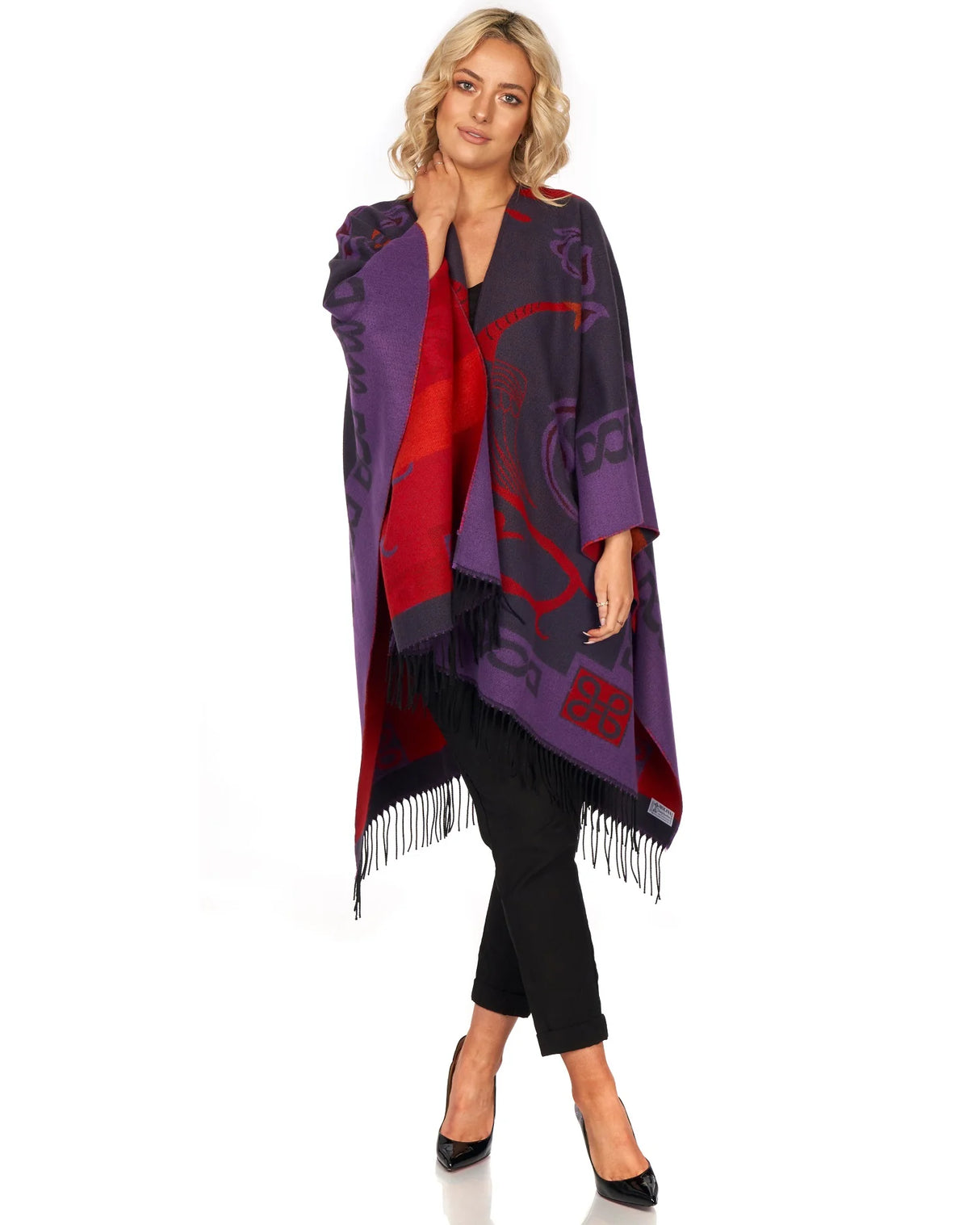Women's Fringed Shawl with Celtic Motif