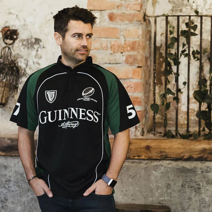 Guinness Black and Green Short Sleeve Performance Rugby Jersey