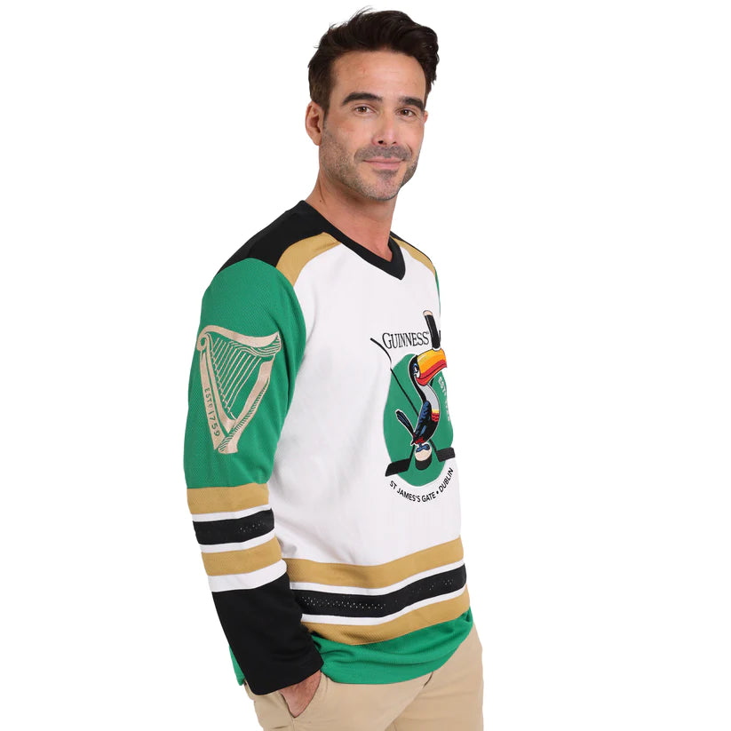 Guinness White and Green Toucan Hockey Jersey