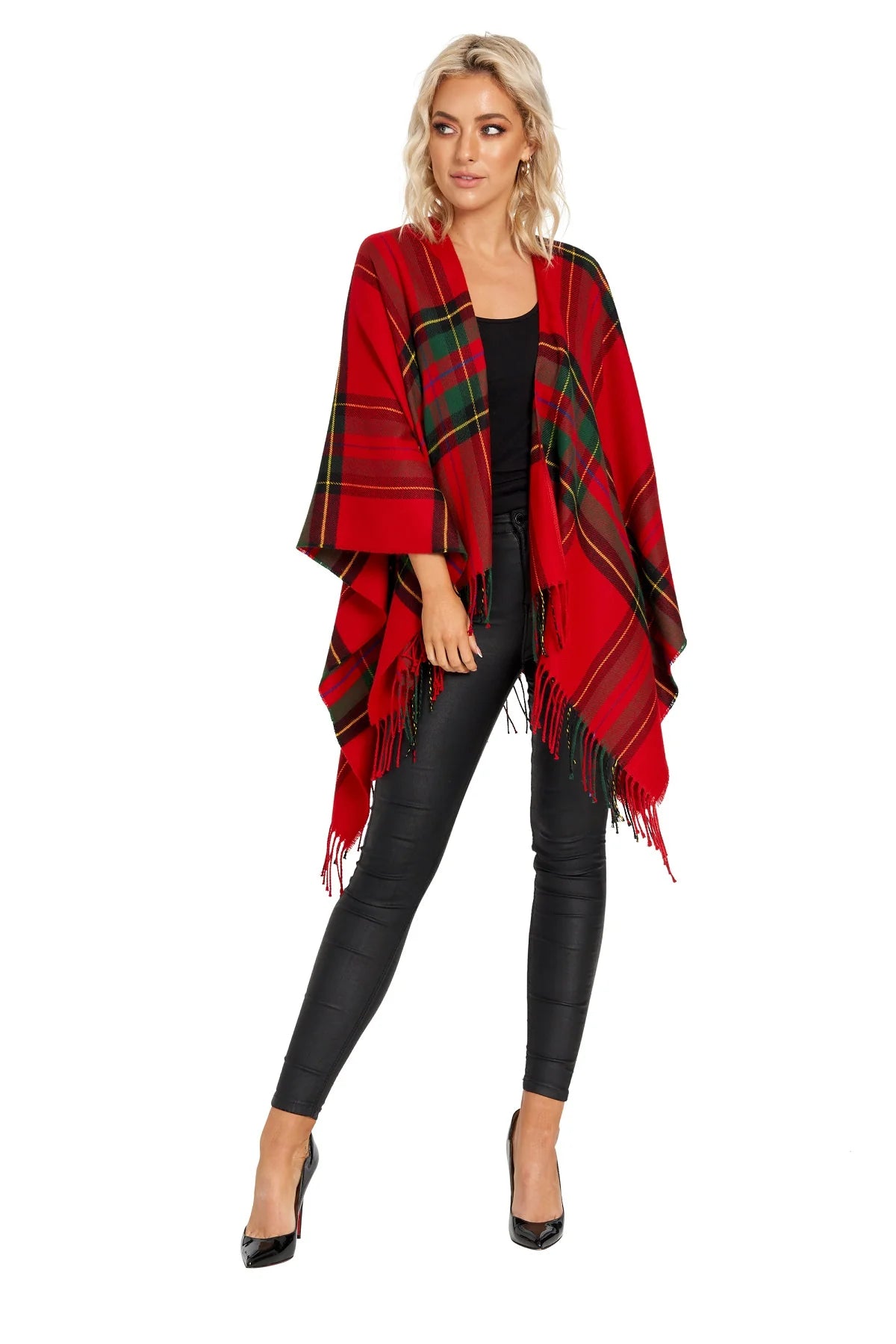 Women's Plaid Fringed Shawl