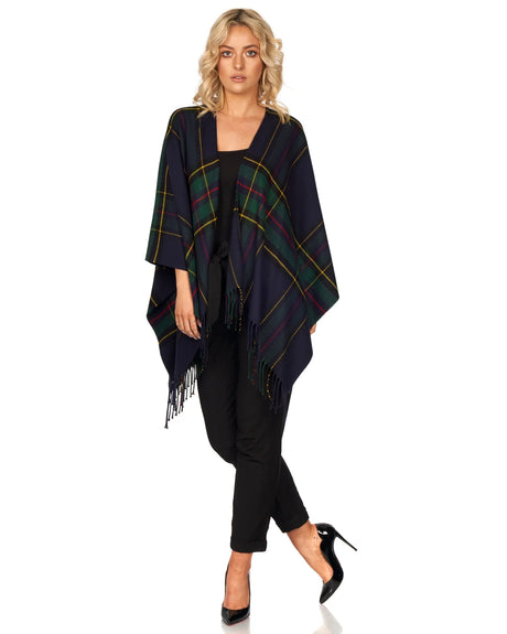 Women's Plaid Fringed Shawl