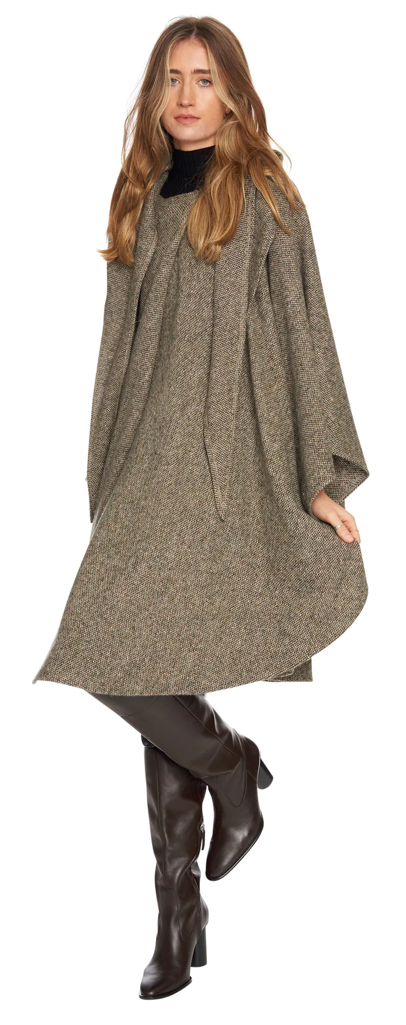 Women's Donegal Tweed Cape with Convertible Hood