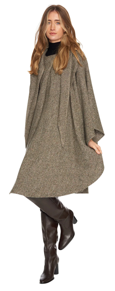 Women's Donegal Tweed Cape with Convertible Hood
