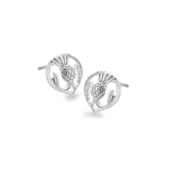 Flower of Scotland Thistle Sterling Silver Stud Earrings