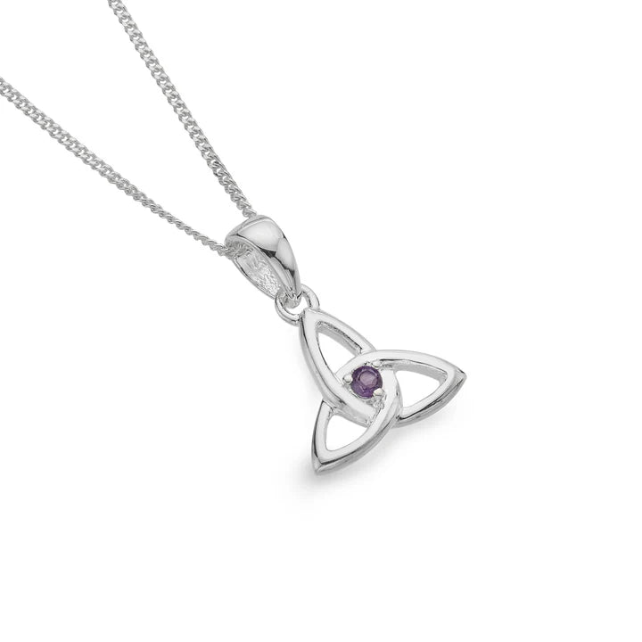 Amethyst Celtic Trinity Knot Sterling Silver Pendant