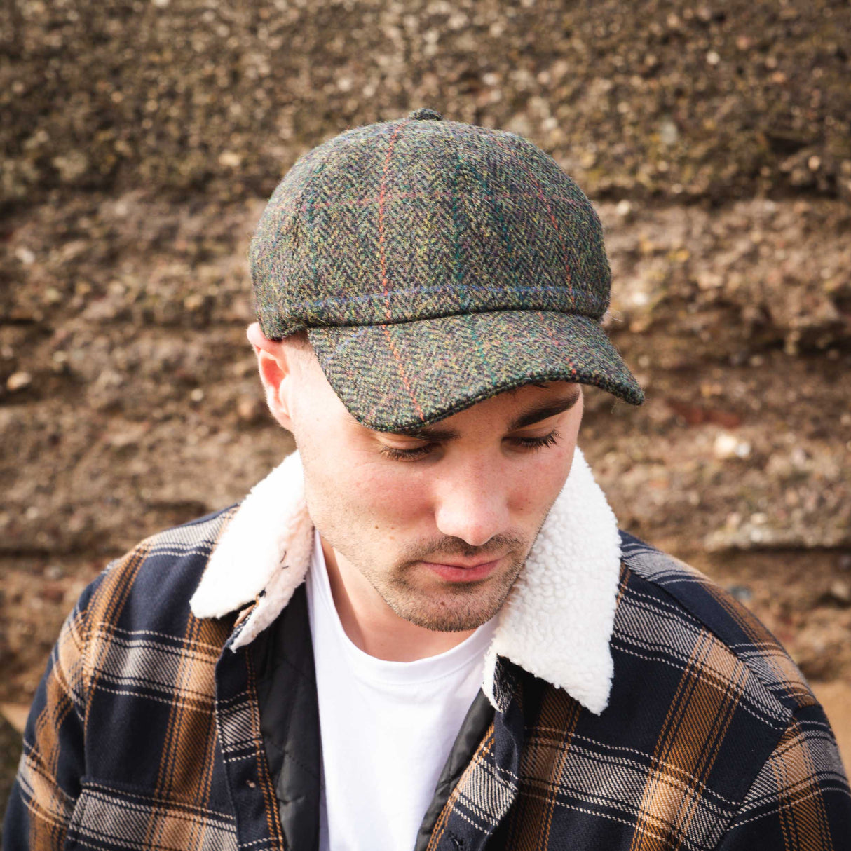Tweed Baseball Style Cap with Earflaps