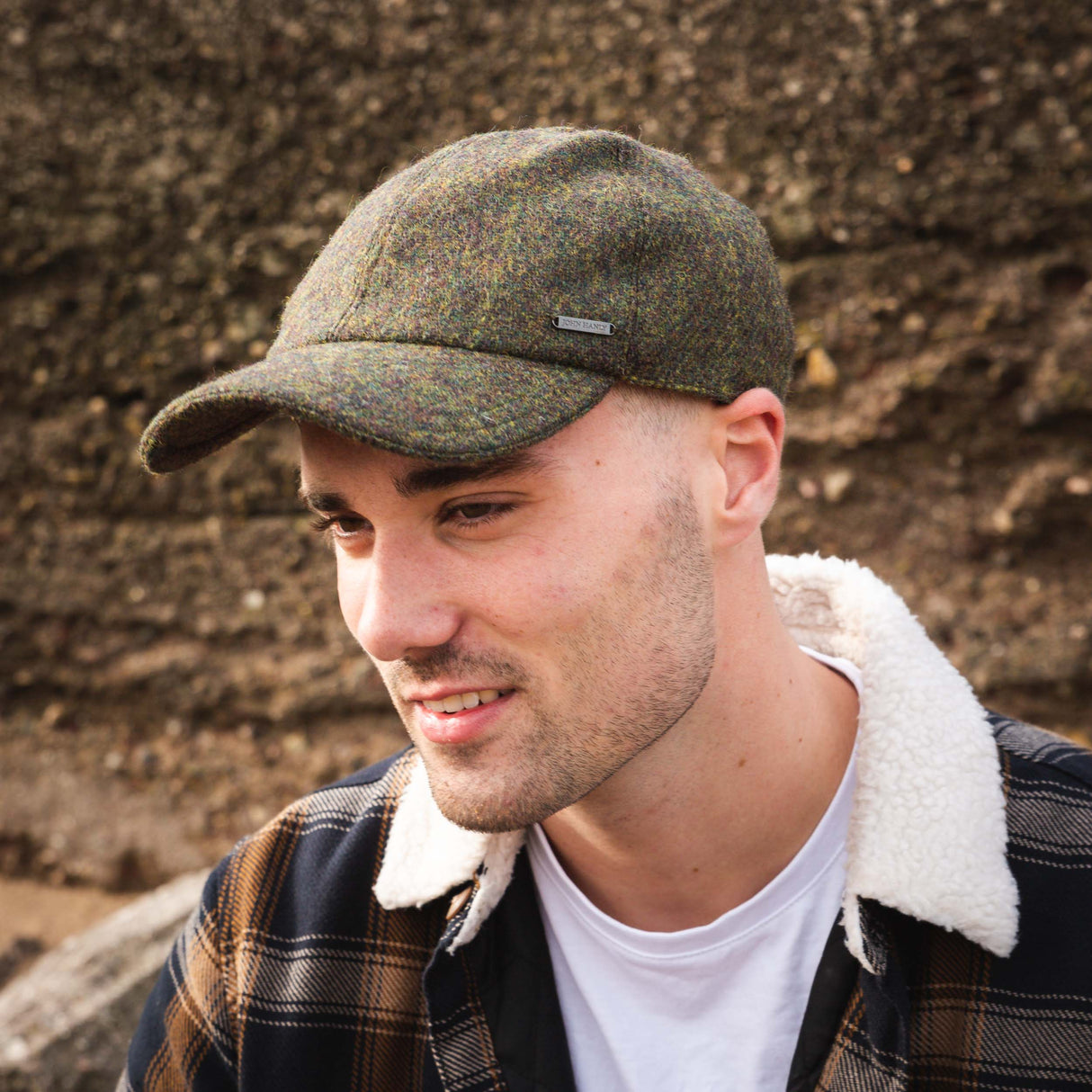 Tweed Baseball Style Cap with Earflaps