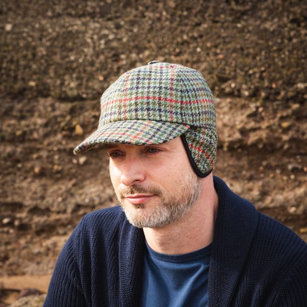 Tweed Baseball Style Cap with Earflaps
