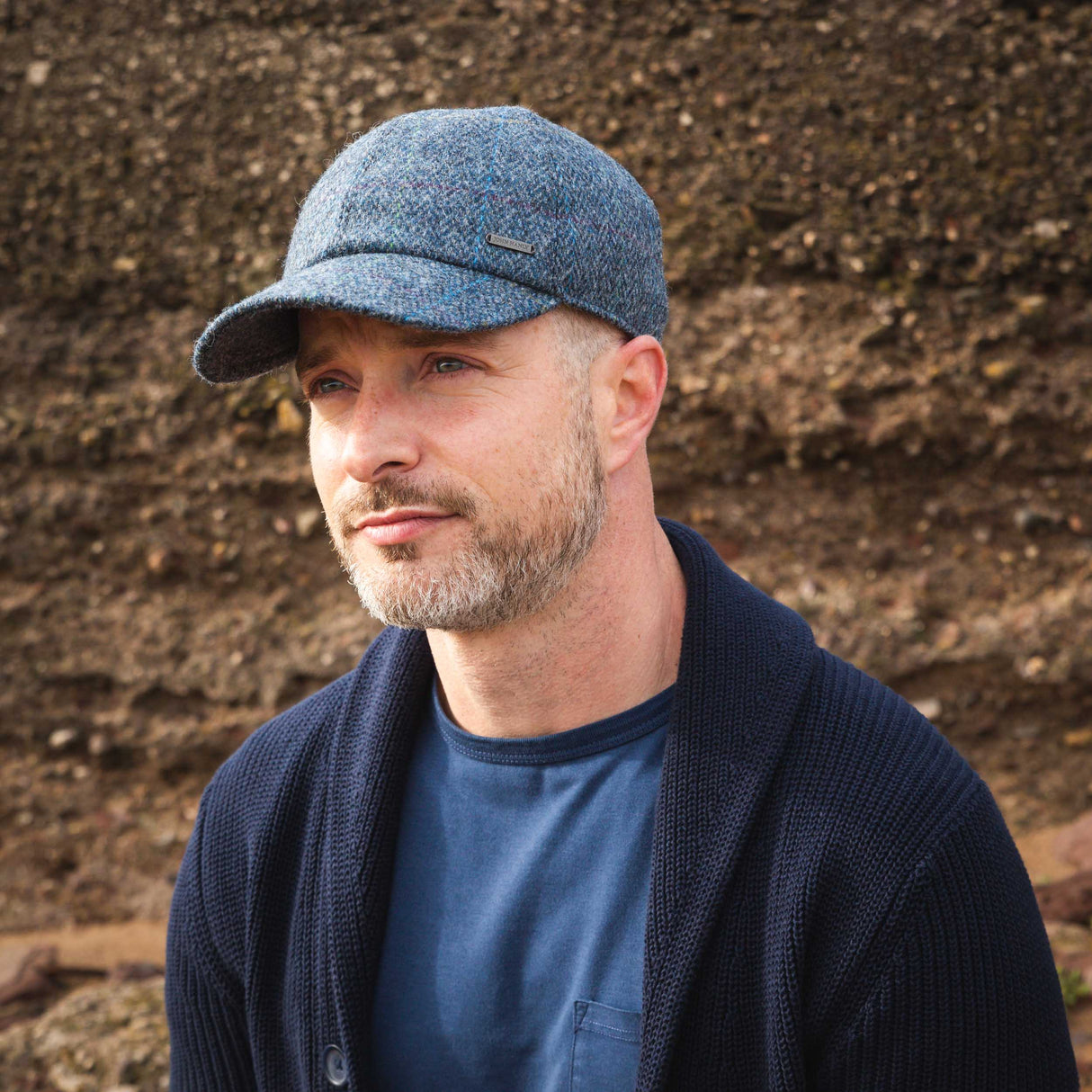 Tweed Baseball Style Cap with Earflaps