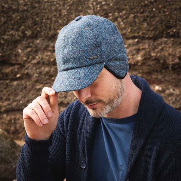 Tweed Baseball Style Cap with Earflaps