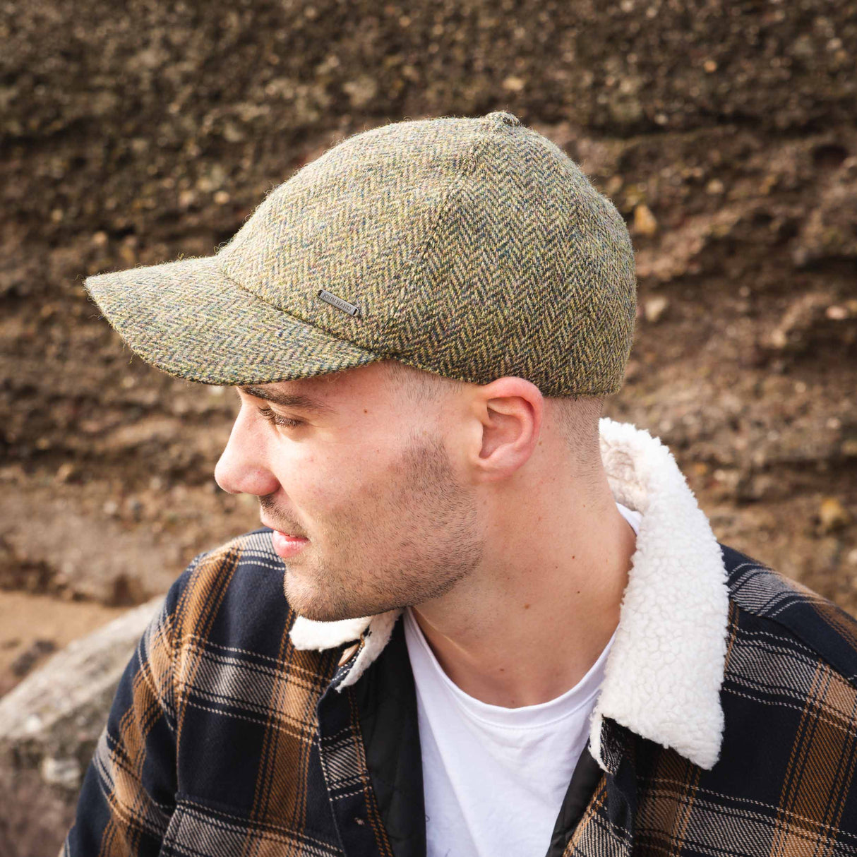 Tweed Baseball Style Cap with Earflaps