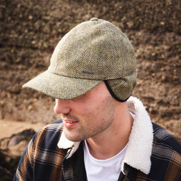 Tweed Baseball Style Cap with Earflaps