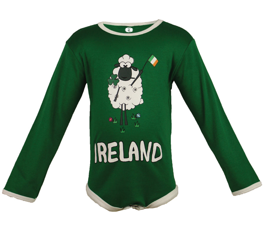 Green Baby Romper with Wooly Sheep