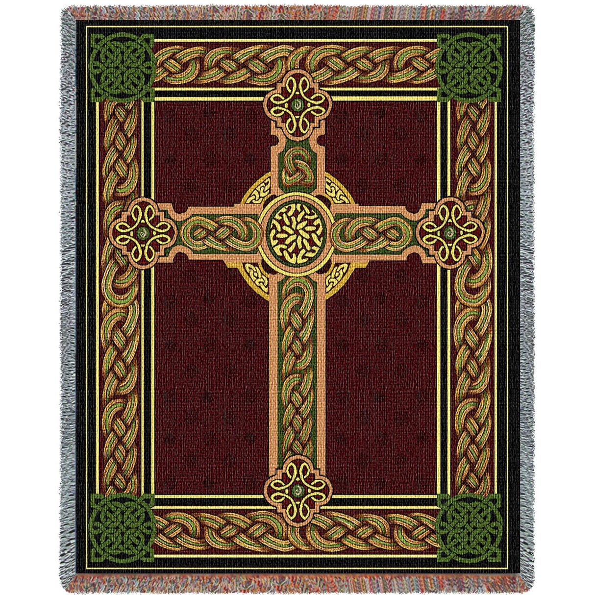 Knotwork Celtic Cross Cotton Woven Throw Blanket