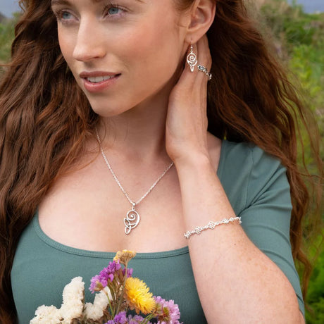 Celtic Spiral and Trinity Knot Sterling Silver Pendant