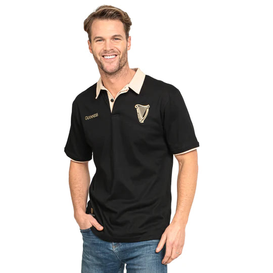 Guinness Black and Cream Traditional Short Sleeve Rugby