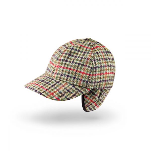 Tweed Baseball Style Cap with Earflaps