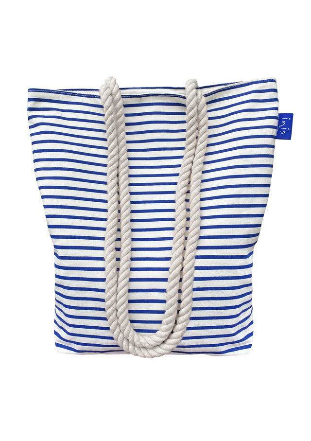 Inis Blue Striped Beach Bag