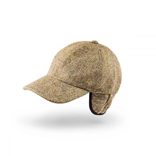 Tweed Baseball Style Cap with Earflaps
