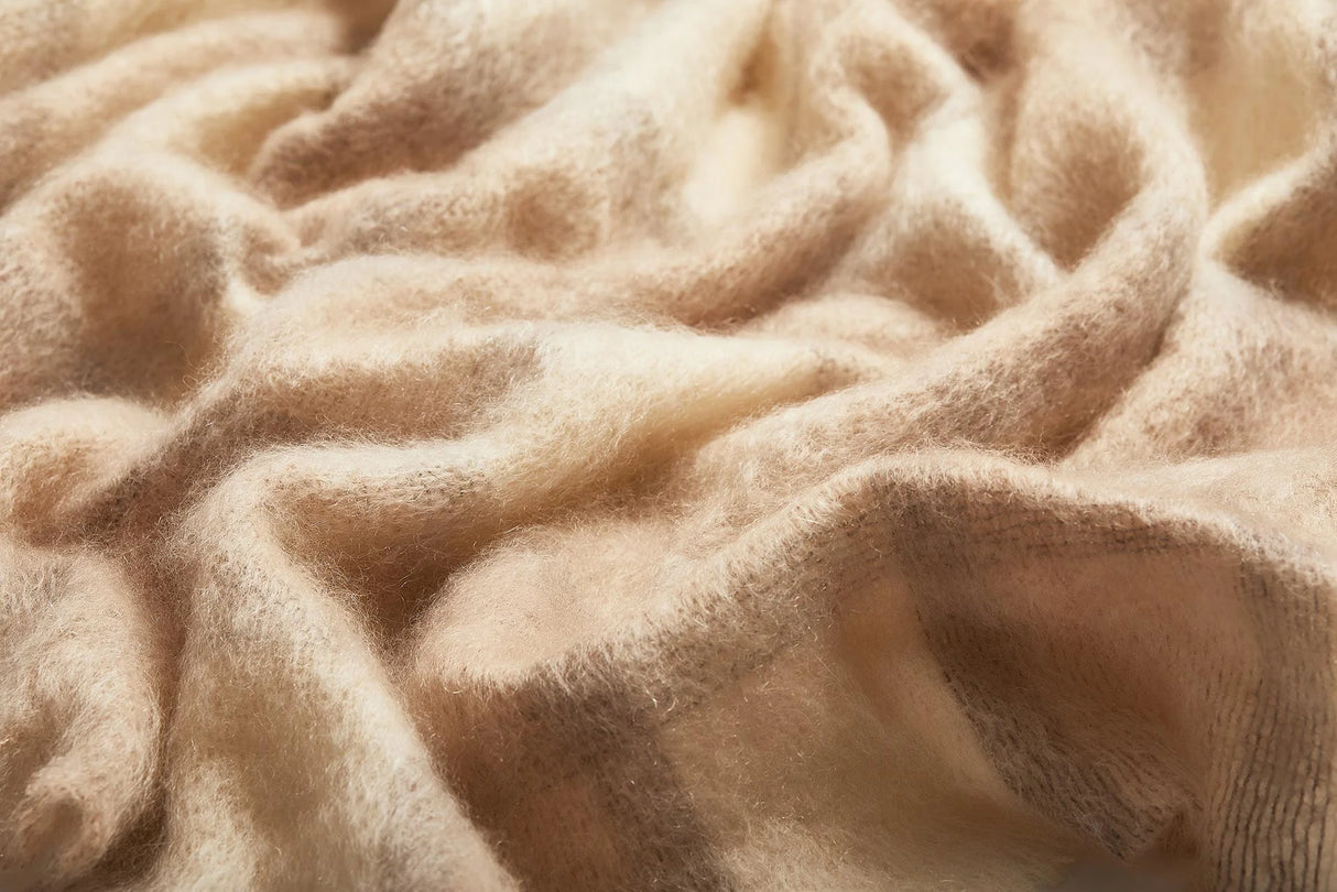 Large Plaid Brushed Mohair Irish Throw Blanket