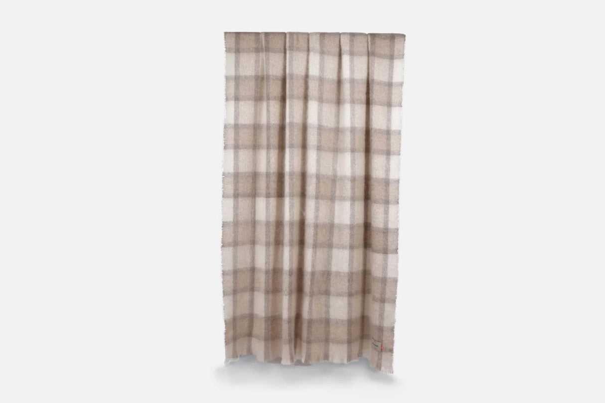 Large Plaid Brushed Mohair Irish Throw Blanket