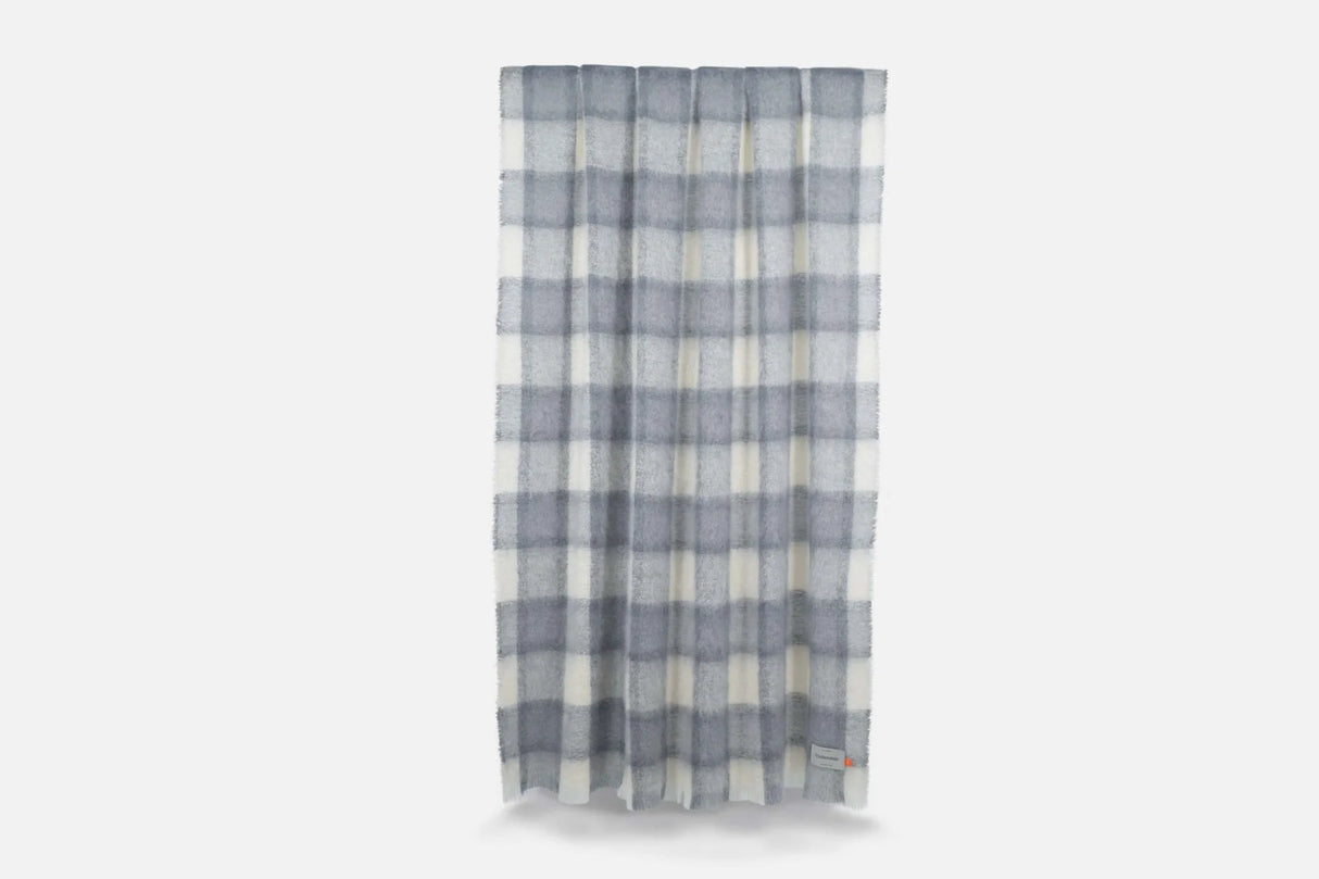 Large Plaid Brushed Mohair Irish Throw Blanket