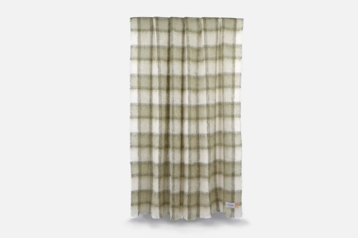 Large Plaid Brushed Mohair Irish Throw Blanket