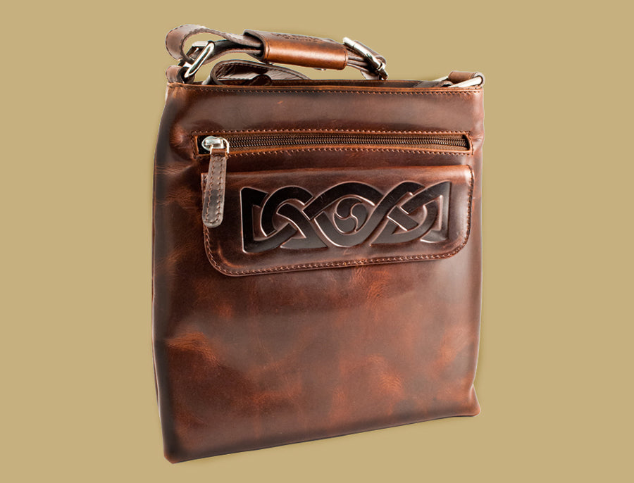 Celtic Embossed Leather Women's Crossbody Bag Made in Ireland