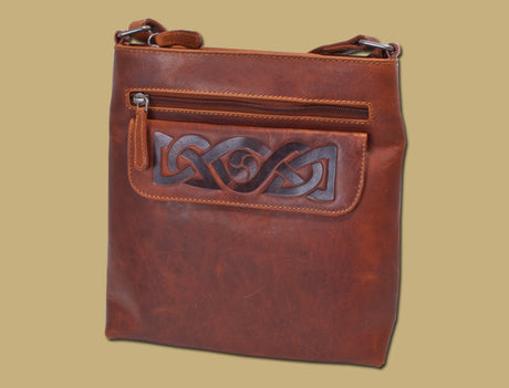 Celtic Embossed Leather Women's Crossbody Bag Made in Ireland