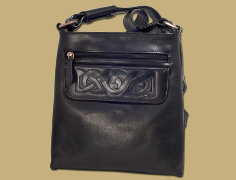 Celtic Embossed Leather Women's Crossbody Bag Made in Ireland