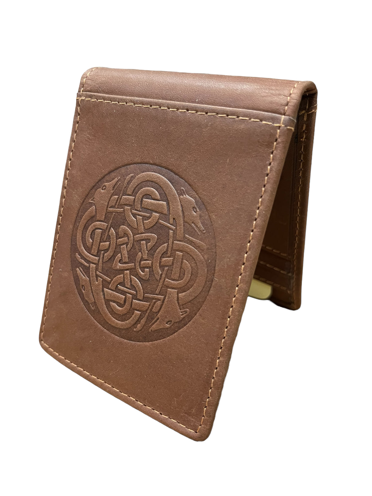 Celtic Hounds Leather Money Clip