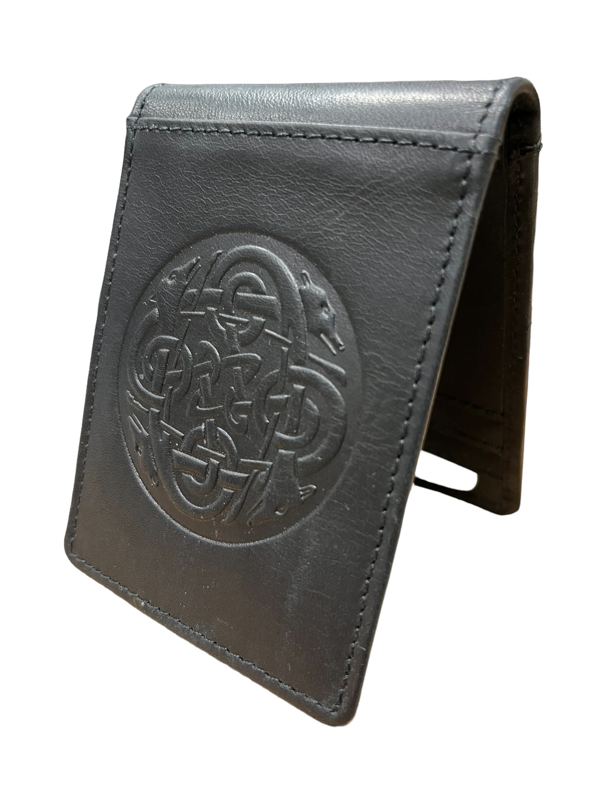 Celtic Hounds Leather Money Clip