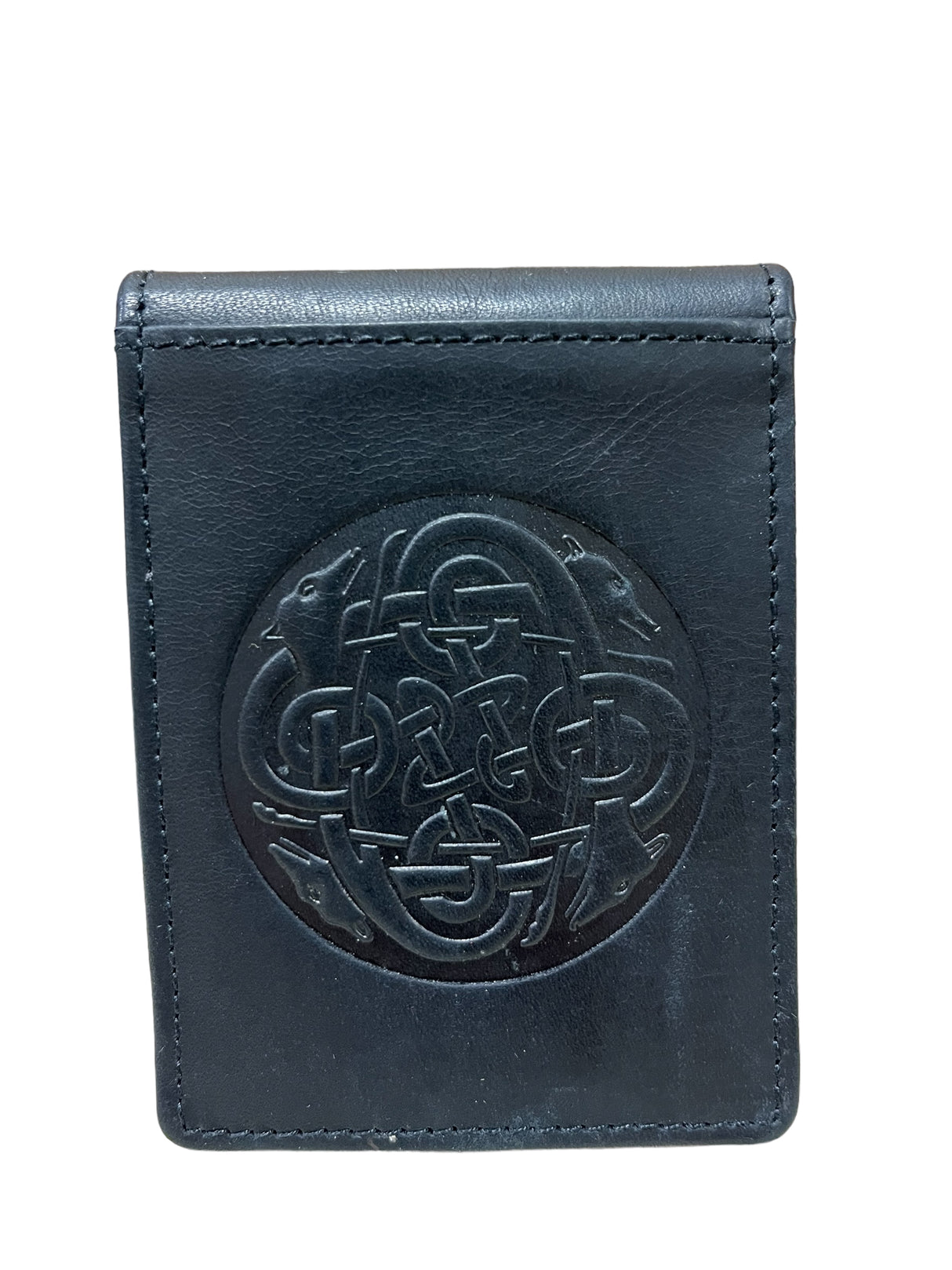 Celtic Hounds Leather Money Clip