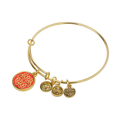Goldtone Enamel Trinity Knots Charm Bangle