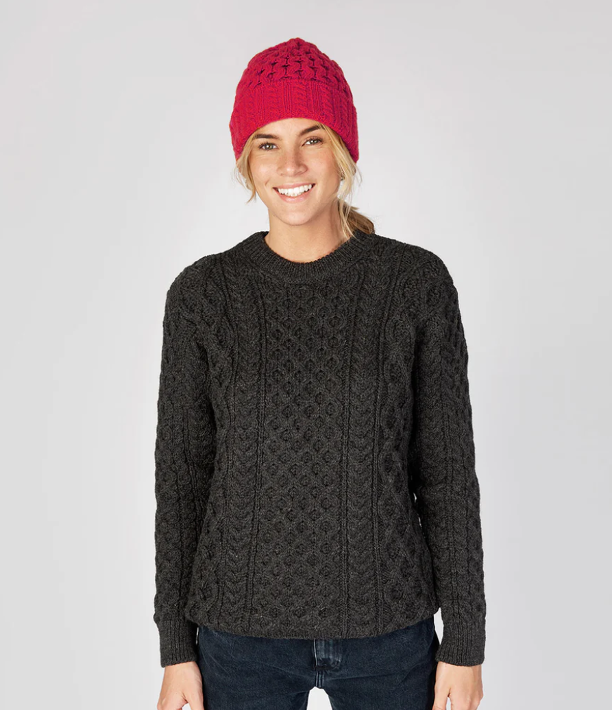 Merino and Cashmere Luxe Aran Beanie Hat