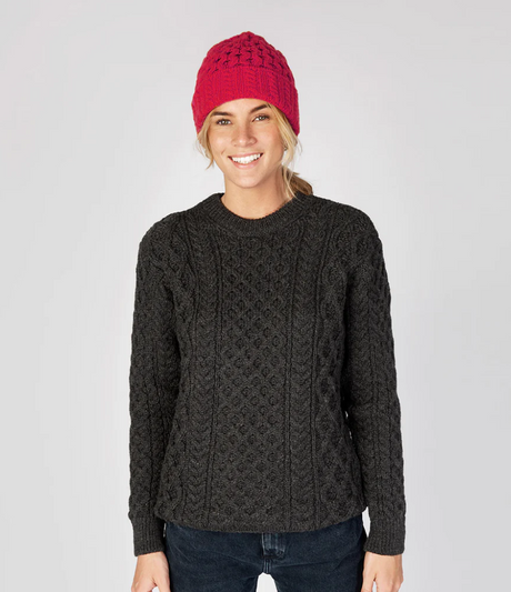Merino and Cashmere Luxe Aran Beanie Hat