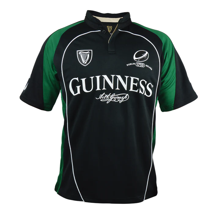 Guinness Black and Green Short Sleeve Performance Rugby Jersey