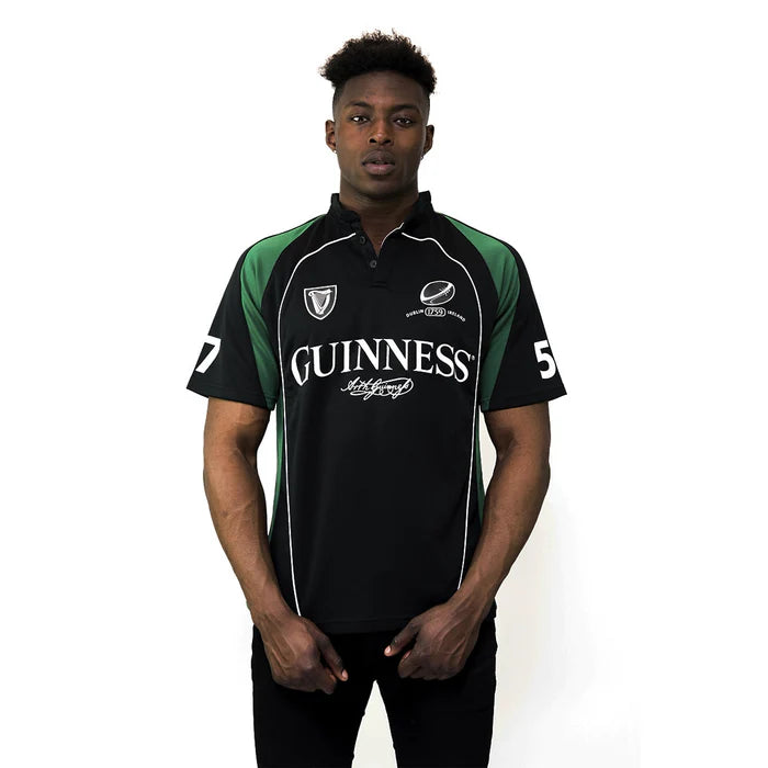 Guinness Black and Green Short Sleeve Performance Rugby Jersey
