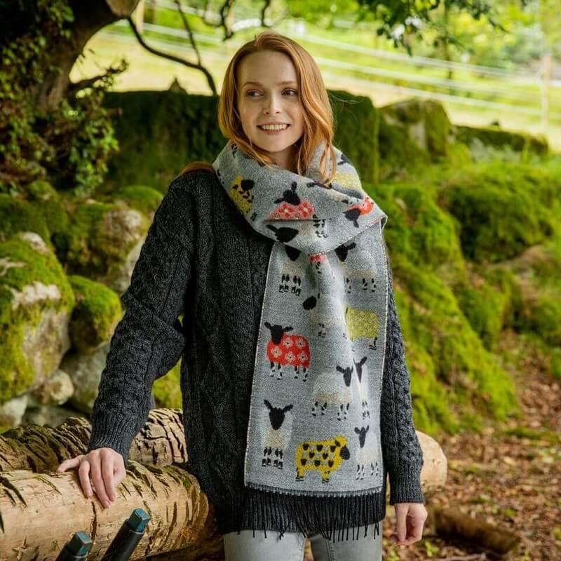 Scarf with Sheep Motif