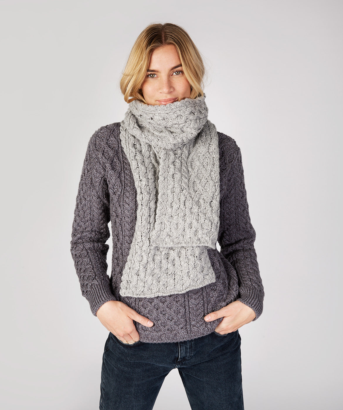 Merino and Cashmere Luxe Aran Scarf