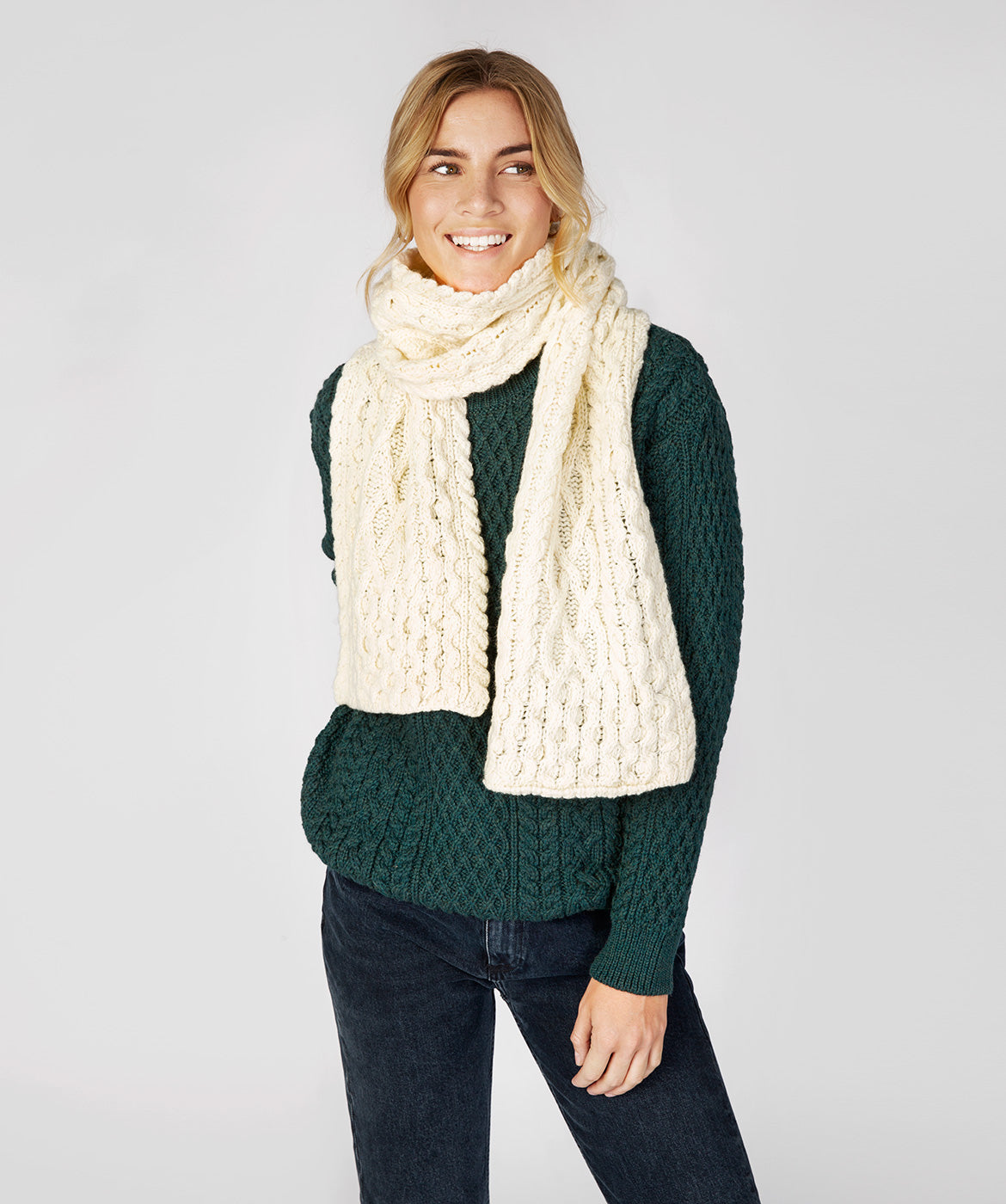 Merino and Cashmere Luxe Aran Scarf