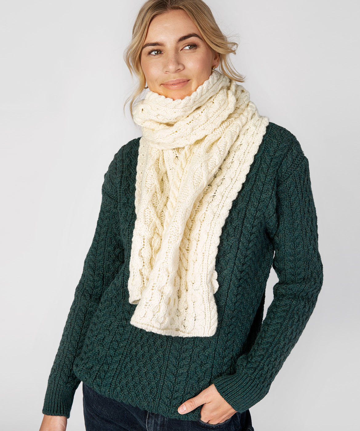 Merino and Cashmere Luxe Aran Scarf