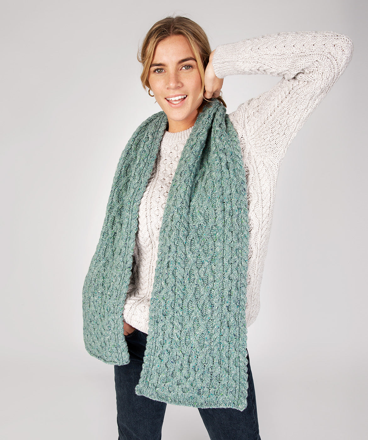 Merino and Cashmere Luxe Aran Scarf
