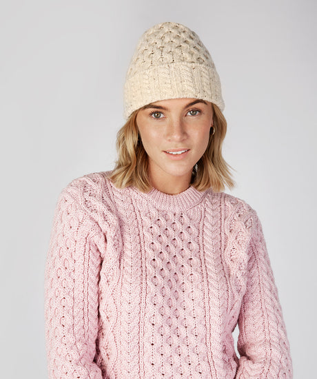 Merino and Cashmere Luxe Aran Beanie Hat