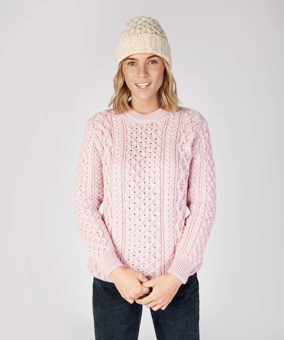 Merino and Cashmere Luxe Aran Beanie Hat