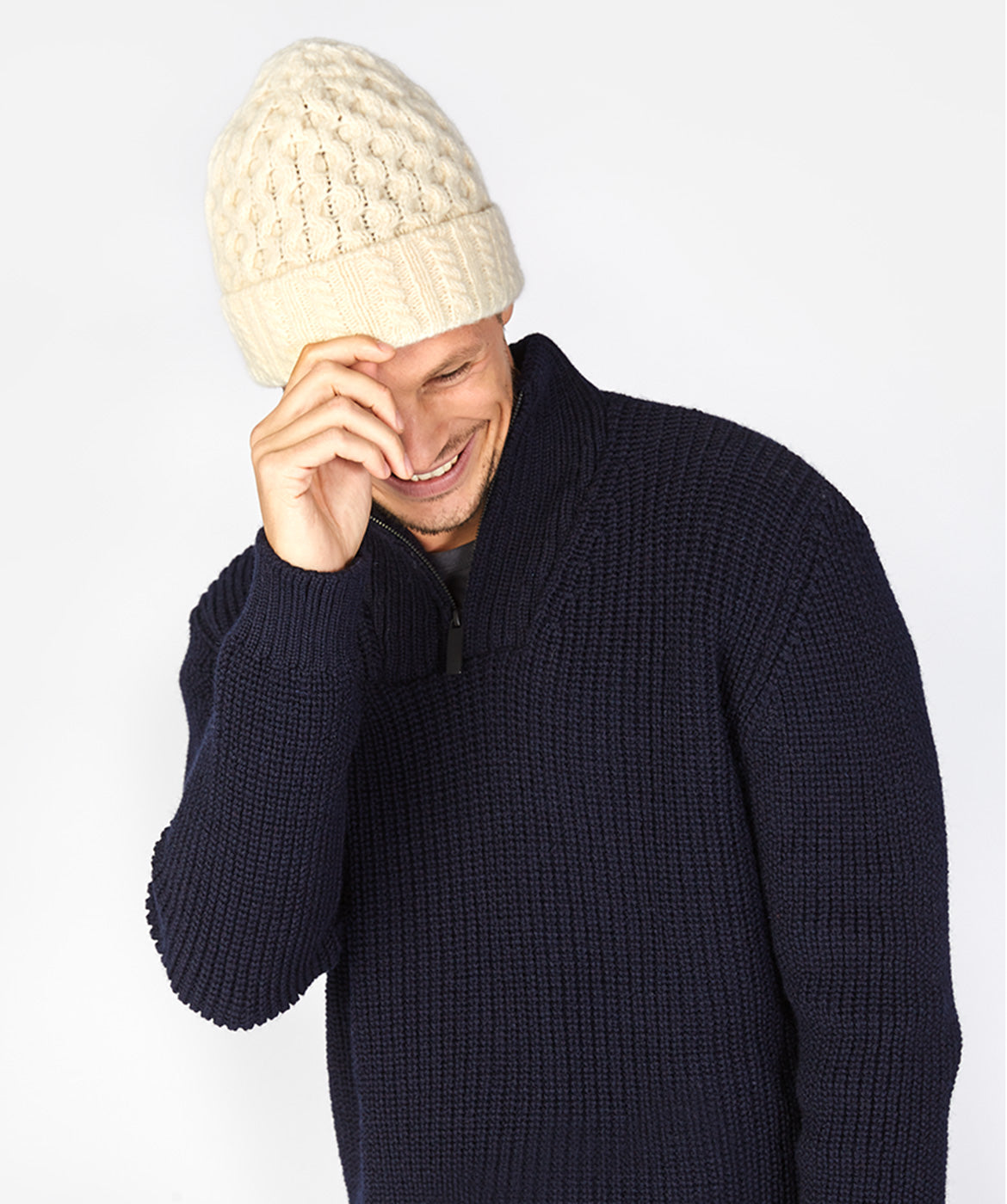 Merino and Cashmere Luxe Aran Beanie Hat