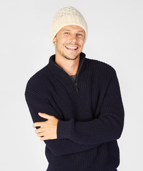 Merino and Cashmere Luxe Aran Beanie Hat